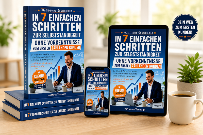 Mockup zu E-Book - In 7 einfachen Schritten zur Selbstständigkeit